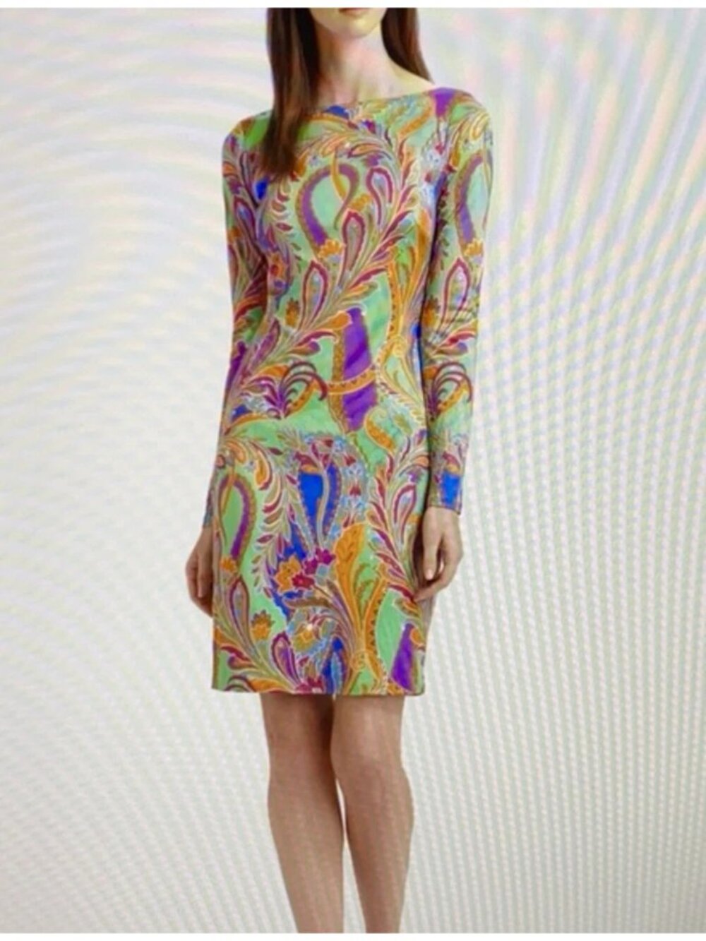 Ralph Lauren Black Label Floral 100% Silk Long Sleeve Sheath Dress, Size 4